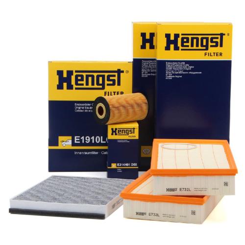 HENGST FILTER Luftfilter E732L + Filter, Innenraumluft E1910LC + Ölfilter E314H01 D58 Bild HENGST FILTER Luftfilter E732L + Filter, Innenraumluft E1910LC + Ölfilter E314H01 D58