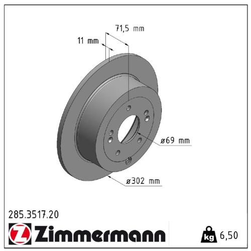 ZIMMERMANN Bremsbelagsatz, Scheibenbremse 24488.155.1 + Bremsscheibe 285.3517.20 Bild ZIMMERMANN Bremsbelagsatz, Scheibenbremse 24488.155.1 + Bremsscheibe 285.3517.20