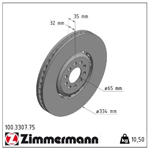 ZIMMERMANN Bremsscheibe 100.3308.75 + Bremsscheibe 100.3307.75 Bild ZIMMERMANN Bremsscheibe 100.3308.75 + Bremsscheibe 100.3307.75