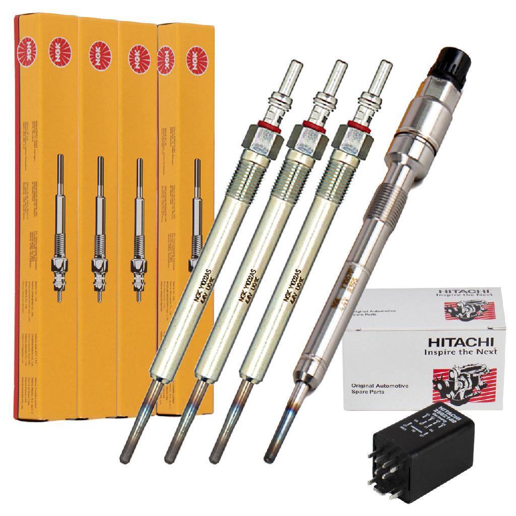 NGK Glühkerze 8888 + Glühkerze 91383 HITACHI Relais, Glühanlage 2502149