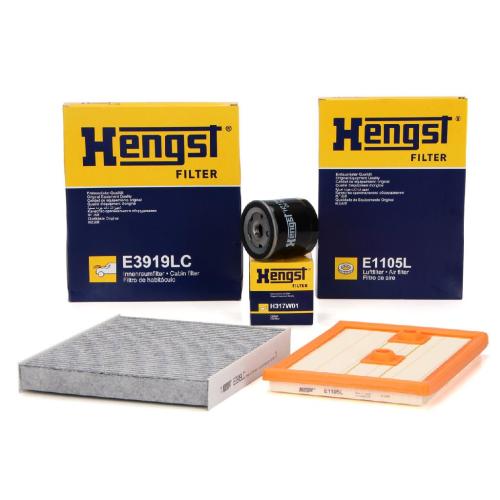 HENGST FILTER Ölfilter H317W01 + Luftfilter E1105L + Filter, Innenraumluft E3919LC Bild HENGST FILTER Ölfilter H317W01 + Luftfilter E1105L + Filter, Innenraumluft E3919LC