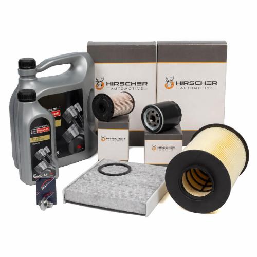 HIRSCHER Filterset 4-tlg + 6L MOTORCRAFT 5W30 Motoröl FORD Focus 2 1.8 TDCi ab 04.2007 Bild HIRSCHER Filterset 4-tlg + 6L MOTORCRAFT 5W30 Motoröl FORD Focus 2 1.8 TDCi ab 04.2007