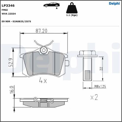 DELPHI Bremsbelagsatz, Scheibenbremse LP3346 + Bremsscheibe BG9022RSC Bild DELPHI Bremsbelagsatz, Scheibenbremse LP3346 + Bremsscheibe BG9022RSC