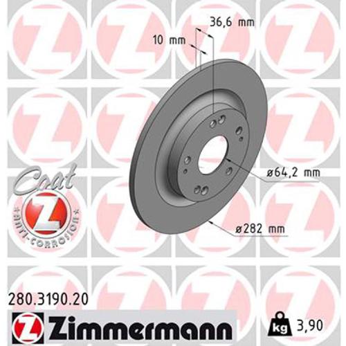 ZIMMERMANN Bremsscheibe 280.3190.20 + Bremsbelagsatz, Scheibenbremse 22429.150.1 Bild ZIMMERMANN Bremsscheibe 280.3190.20 + Bremsbelagsatz, Scheibenbremse 22429.150.1