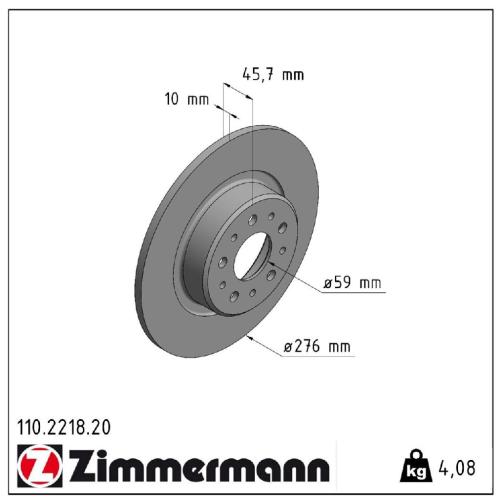 ZIMMERMANN Bremsscheibe 110.2218.20 + Bremsbelagsatz, Scheibenbremse 23517.160.1 Bild ZIMMERMANN Bremsscheibe 110.2218.20 + Bremsbelagsatz, Scheibenbremse 23517.160.1