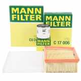 MANN-FILTER Ölfilter W 7008 + Luftfilter C 17 006 + Filter, Innenraumluft CU 2436