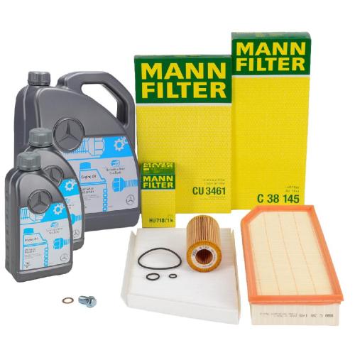 MANN Filterset 3-tlg + 7L ORIGINAL 5W30 MB 229.51 Motoröl MERCEDES W203 OM611 OM612 OM646 Bild MANN Filterset 3-tlg + 7L ORIGINAL 5W30 MB 229.51 Motoröl MERCEDES W203 OM611 OM612 OM646