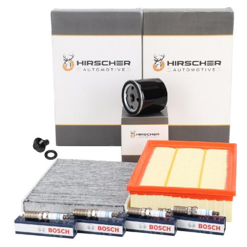 HIRSCHER Filterset + 4x BOSCH Zündkerze FORD Focus 2 MK 2 1.4 1.6/Ti 80-115 PS bis 03.2007 Bild HIRSCHER Filterset + 4x BOSCH Zündkerze FORD Focus 2 MK 2 1.4 1.6/Ti 80-115 PS bis 03.2007