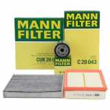 MANN-FILTER Filter, Innenraumluft CUK 26 009 + Luftfilter C 28 043 + Ölfilter W 712/95