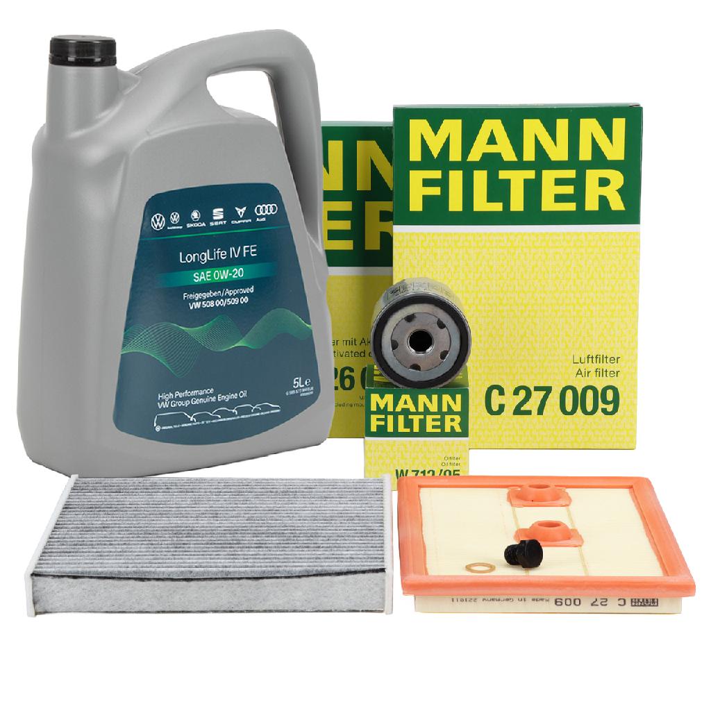 MANN Filterset + 5L ORIGINAL 0W20 Motoröl VW Golf 7 A3 8V Q2 Leon 5F Octavia 3 1.2/1.4 TSI