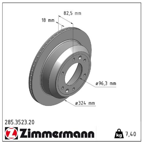 ZIMMERMANN Bremsbelagsatz, Scheibenbremse 24599.155.1 + Bremsscheibe 285.3523.20 Bild ZIMMERMANN Bremsbelagsatz, Scheibenbremse 24599.155.1 + Bremsscheibe 285.3523.20