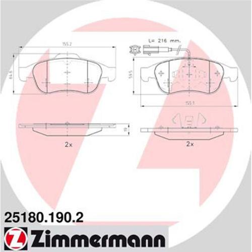 ZIMMERMANN Bremsscheibe 110.2212.20 + Bremsbelagsatz, Scheibenbremse 25180.190.2 Bild ZIMMERMANN Bremsscheibe 110.2212.20 + Bremsbelagsatz, Scheibenbremse 25180.190.2