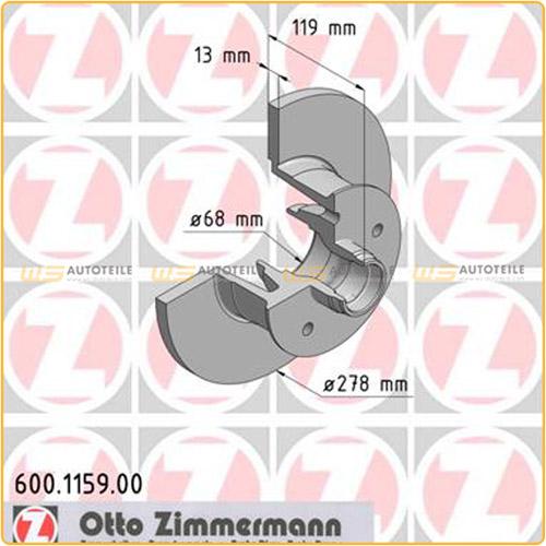 ZIMMERMANN Bremsscheibe 600.1159.20 + Bremsbelagsatz, Scheibenbremse 20011.185.1 Bild ZIMMERMANN Bremsscheibe 600.1159.20 + Bremsbelagsatz, Scheibenbremse 20011.185.1