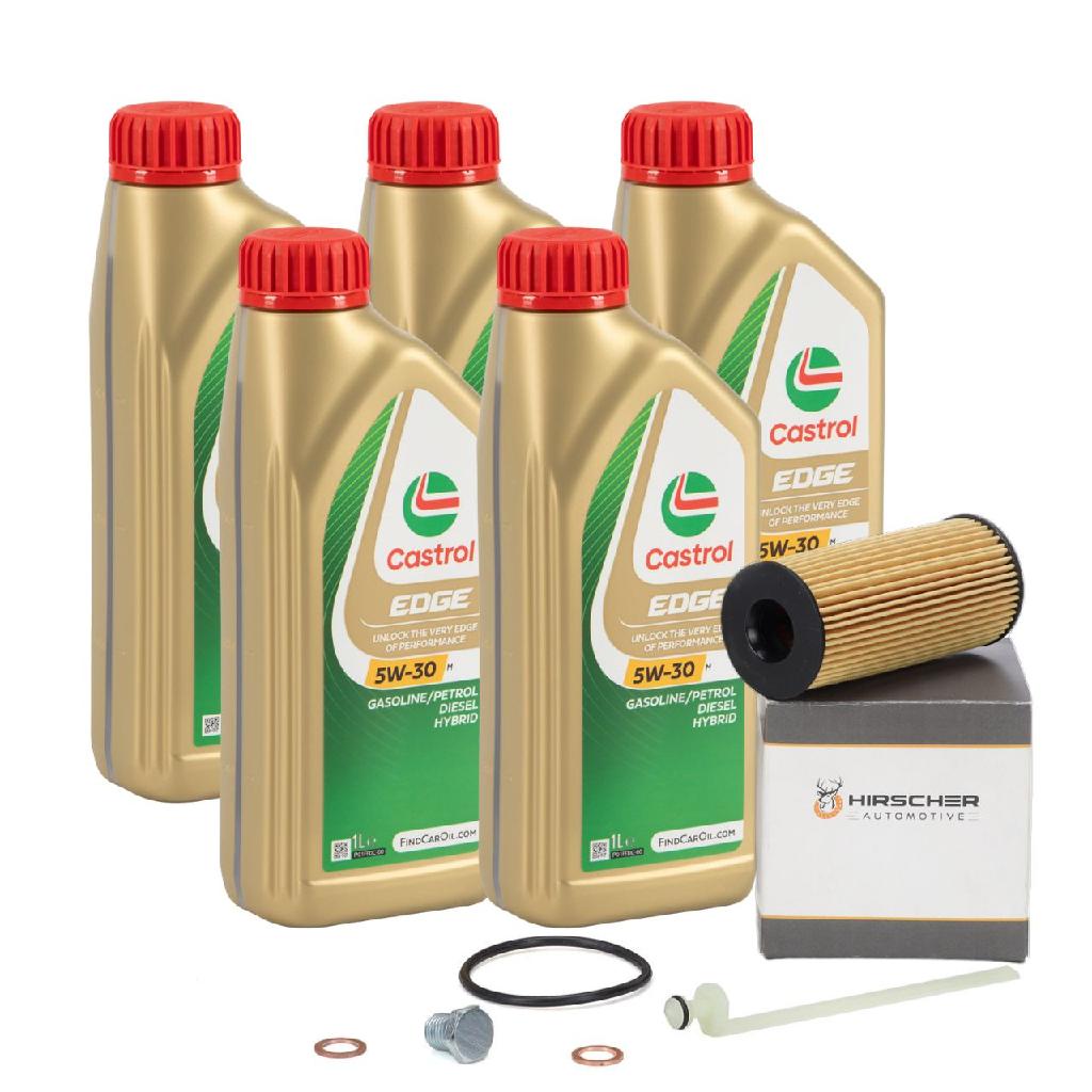 5L CASTROL EDGE 5W-30 M LL-04 Motoröl HIRSCHER Ölfilter BMW F20/21 F22/23 F30 F32 B37 B38