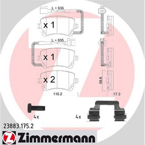 ZIMMERMANN Bremsbelagsatz, Scheibenbremse 23883.175.2 + Bremsscheibe 100.3311.52 Bild ZIMMERMANN Bremsbelagsatz, Scheibenbremse 23883.175.2 + Bremsscheibe 100.3311.52