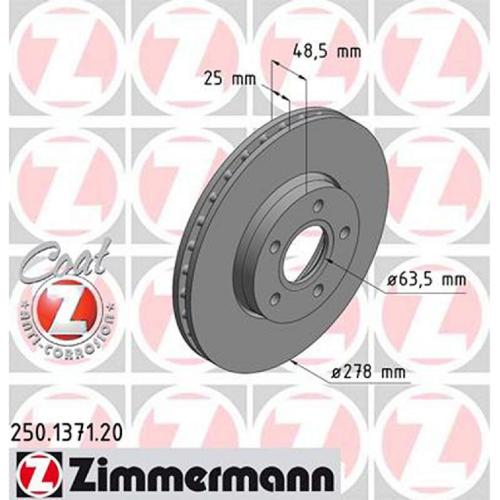 ZIMMERMANN Bremsscheibe 250.1371.20 + Bremsbelagsatz, Scheibenbremse 23723.180.1 Bild ZIMMERMANN Bremsscheibe 250.1371.20 + Bremsbelagsatz, Scheibenbremse 23723.180.1