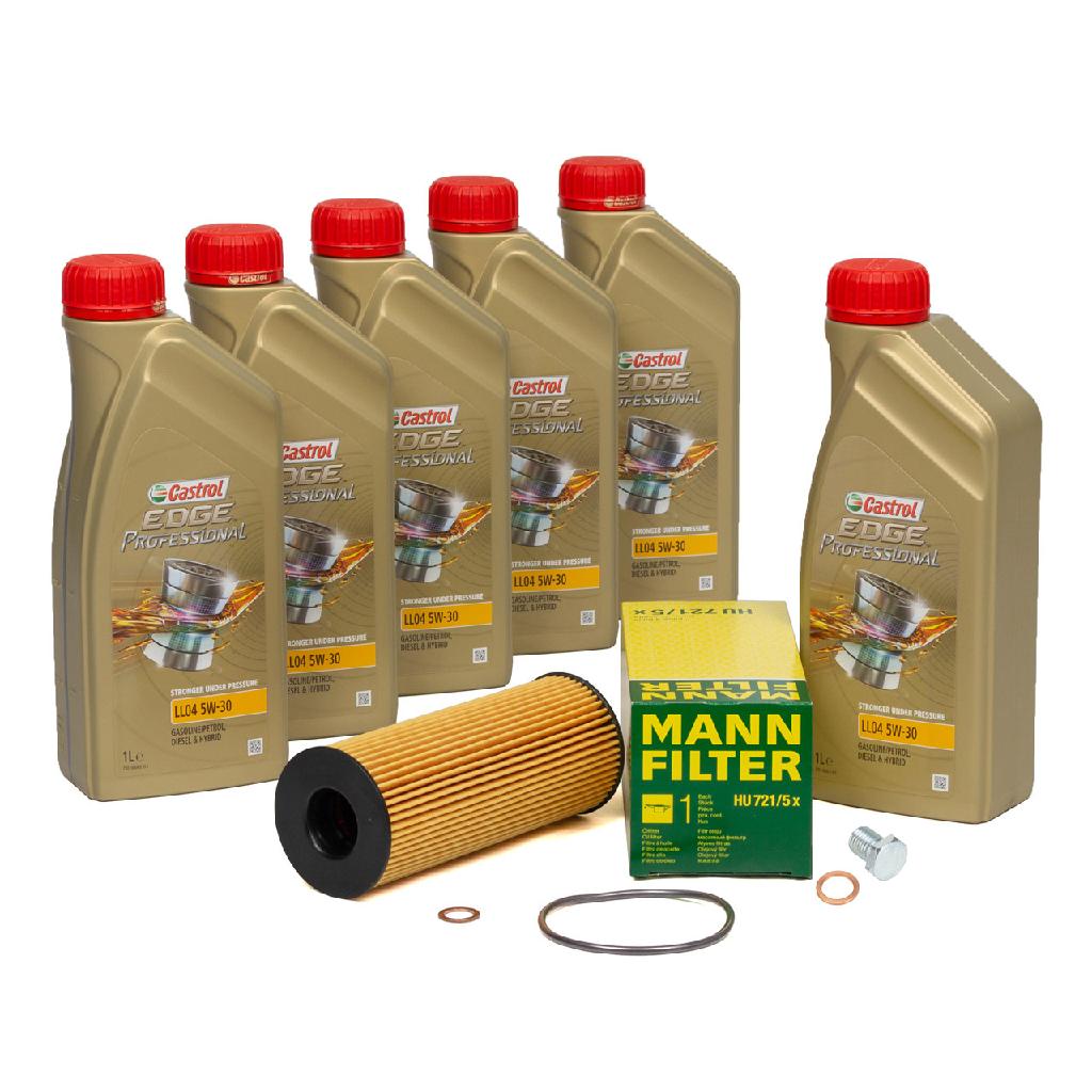 6 Liter CASTROL Edge Motoröl ÖL 5W30 M BMW Longlife-04 + MANN Ölfilter HU721/5x