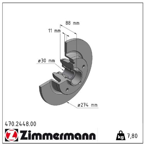 ZIMMERMANN Bremsscheibe 470.2448.00 + Bremsbelagsatz, Scheibenbremse 24820.160.1 Bild ZIMMERMANN Bremsscheibe 470.2448.00 + Bremsbelagsatz, Scheibenbremse 24820.160.1