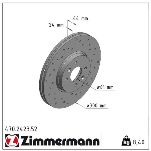 ZIMMERMANN Bremsbelagsatz, Scheibenbremse 23930.180.1 + Bremsscheibe 470.2423.52 Bild ZIMMERMANN Bremsbelagsatz, Scheibenbremse 23930.180.1 + Bremsscheibe 470.2423.52