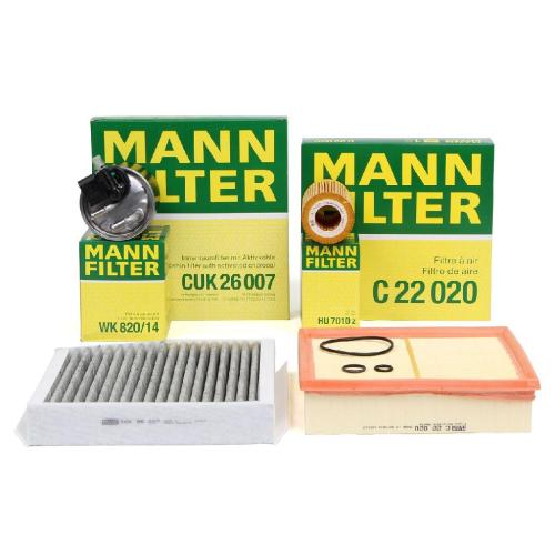 MANN-FILTER Filter, Innenraumluft CUK 26 007 + Kraftstofffilter WK 820/14 + Ölfilter HU 7010 z + Luftfilter C 22 020 Bild MANN-FILTER Filter, Innenraumluft CUK 26 007 + Kraftstofffilter WK 820/14 + Ölfilter HU 7010 z + Luftfilter C 22 020