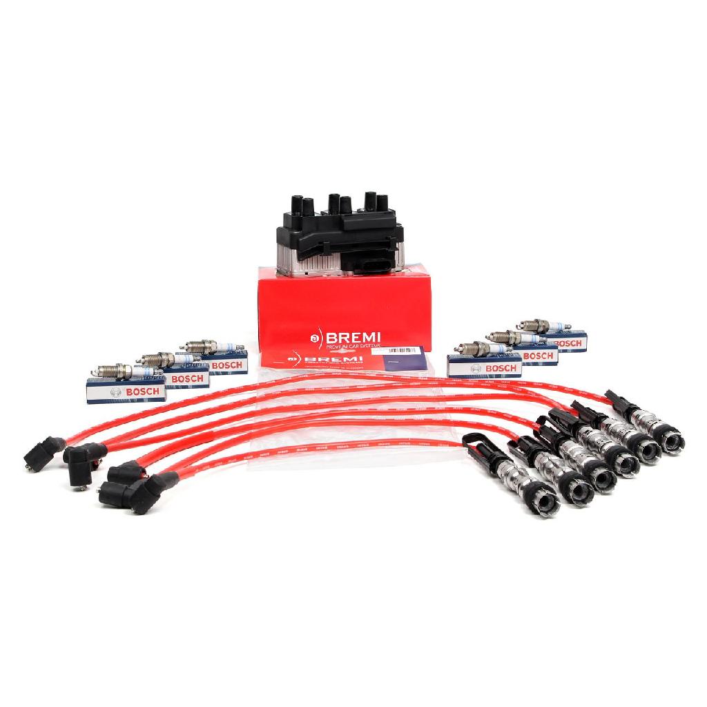 BREMI Zündspule 20133 + Zündleitungssatz 212AD200 BOSCH Zündkerze 0 242 236 566
