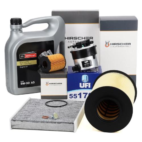HIRSCHER Filterset 4-tlg + 5L ORIGINAL 5W30 Motoröl FORD Focus C-Max (DM2) 1.6 TDCi Bild HIRSCHER Filterset 4-tlg + 5L ORIGINAL 5W30 Motoröl FORD Focus C-Max (DM2) 1.6 TDCi