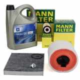 MANN Filterset 3-tlg + 5L ORIGINAL 5W-30 dexos1 Motoröl OPEL Astra K 1.6 CDTi 95-160 PS