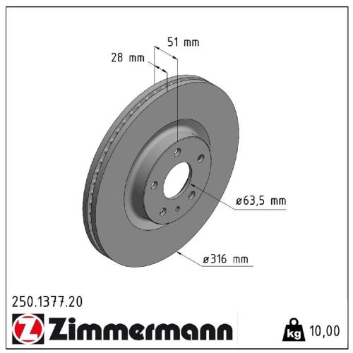 ZIMMERMANN Bremsbelagsatz, Scheibenbremse 22269.195.1 + Bremsscheibe 250.1377.20 Bild ZIMMERMANN Bremsbelagsatz, Scheibenbremse 22269.195.1 + Bremsscheibe 250.1377.20