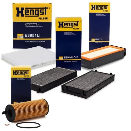 HENGST FILTER Ölfilter E122H D187 + Luftfilter E1071L + Filter, Innenraumluft E3951LI + Filter, Innenraumluft E2944LC-2 Bild HENGST FILTER Ölfilter E122H D187 + Luftfilter E1071L + Filter, Innenraumluft E3951LI + Filter, Innenraumluft E2944LC-2
