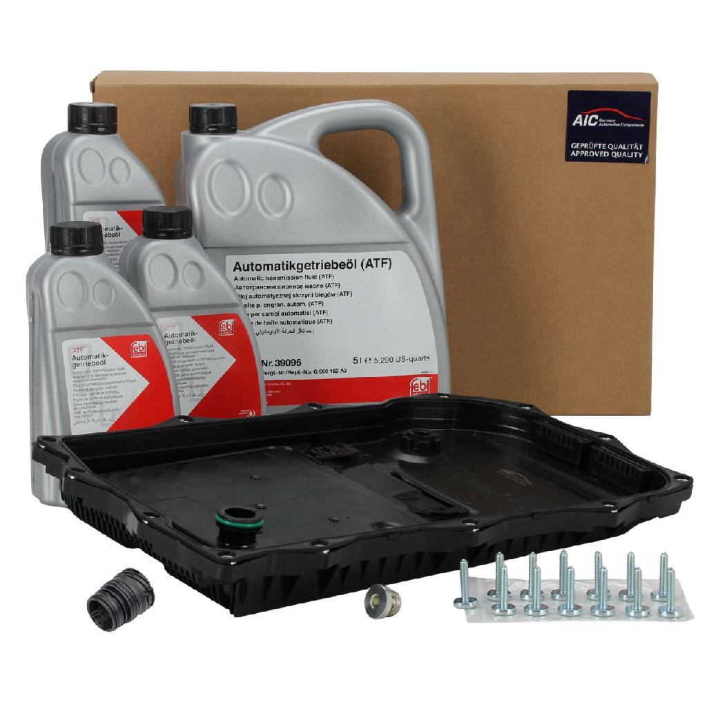 FEBI BILSTEIN Automatikgetriebeöl 39096 + Automatikgetriebeöl 39095 AIC Ölwanne, Automatikgetriebe 55182 + Steckgehäuse, Automatikgetriebe-Steuereinheit 56626