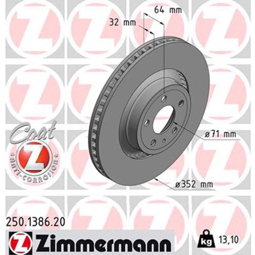 ZIMMERMANN Bremsscheibe 250.1386.20 + Bremsbelagsatz, Scheibenbremse 22353.180.1 Bild ZIMMERMANN Bremsscheibe 250.1386.20 + Bremsbelagsatz, Scheibenbremse 22353.180.1