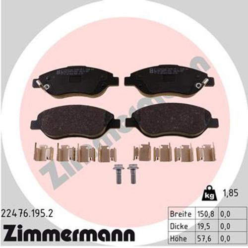 ZIMMERMANN Bremsbelagsatz, Scheibenbremse 22476.195.2 + Bremsscheibe 230.2385.20 Bild ZIMMERMANN Bremsbelagsatz, Scheibenbremse 22476.195.2 + Bremsscheibe 230.2385.20