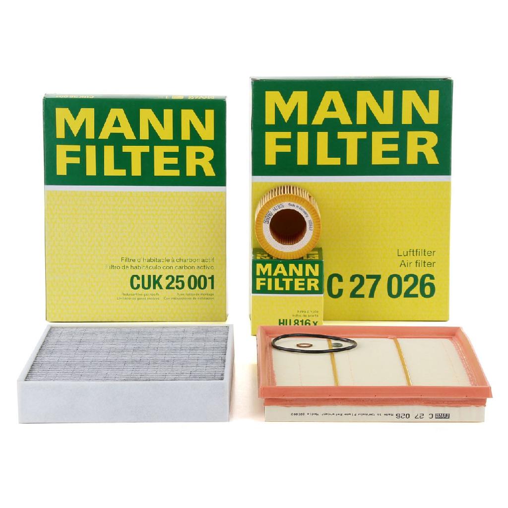 MANN-FILTER Luftfilter C 27 026 + Ölfilter HU 816 x + Filter, Innenraumluft CUK 25 001