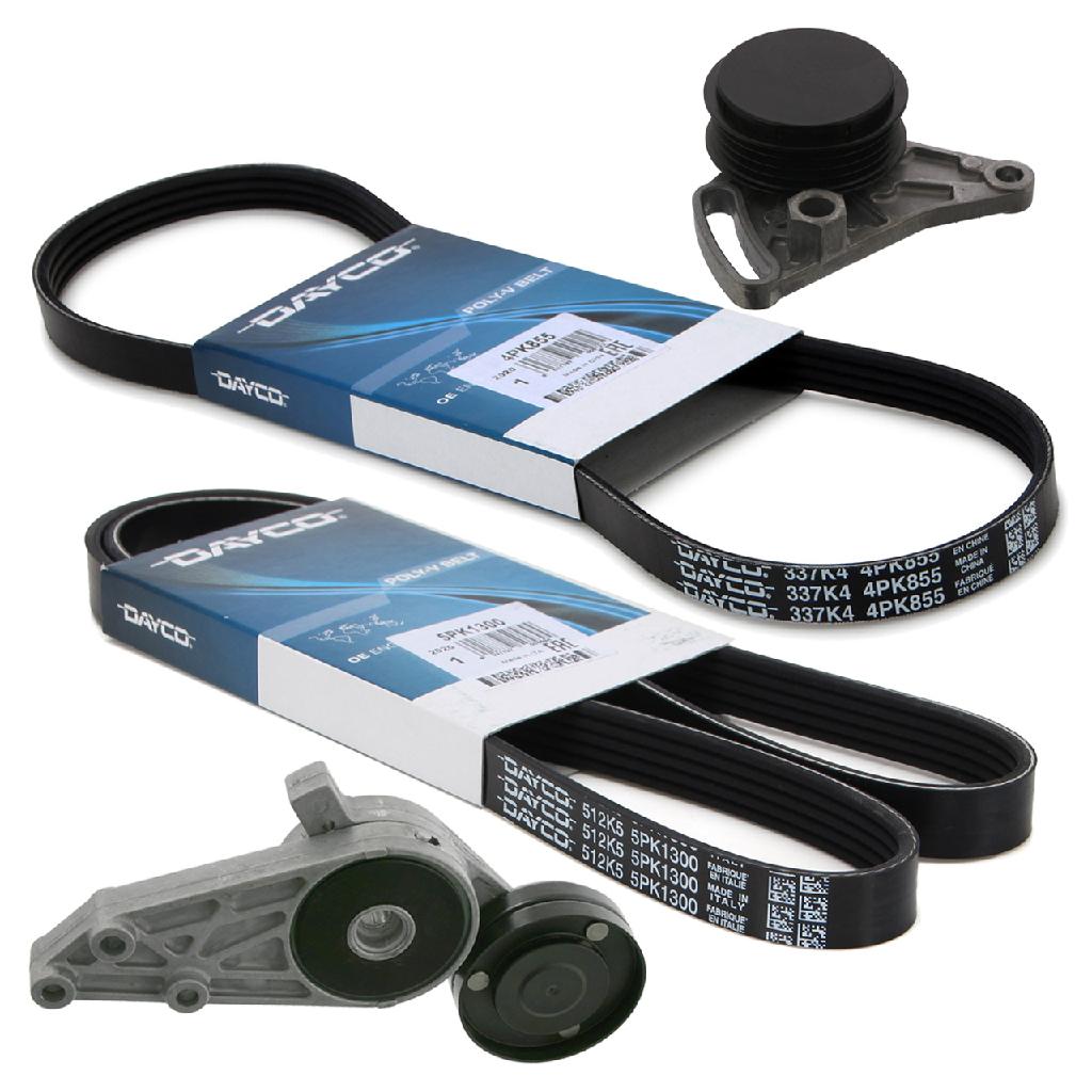 DAYCO Keilrippenriemen 5PK1300 + Keilrippenriemen 4PK855 FEBI BILSTEIN Riemenspanner, Keilrippenriemen 11341 + Riemenspanner, Keilrippenriemen 19736