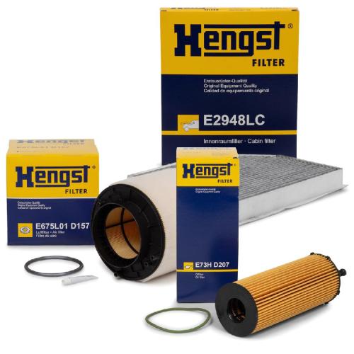 HENGST FILTER Ölfilter E73H D207 + Filter, Innenraumluft E2948LC + Luftfilter E675L01 D157 Bild HENGST FILTER Ölfilter E73H D207 + Filter, Innenraumluft E2948LC + Luftfilter E675L01 D157
