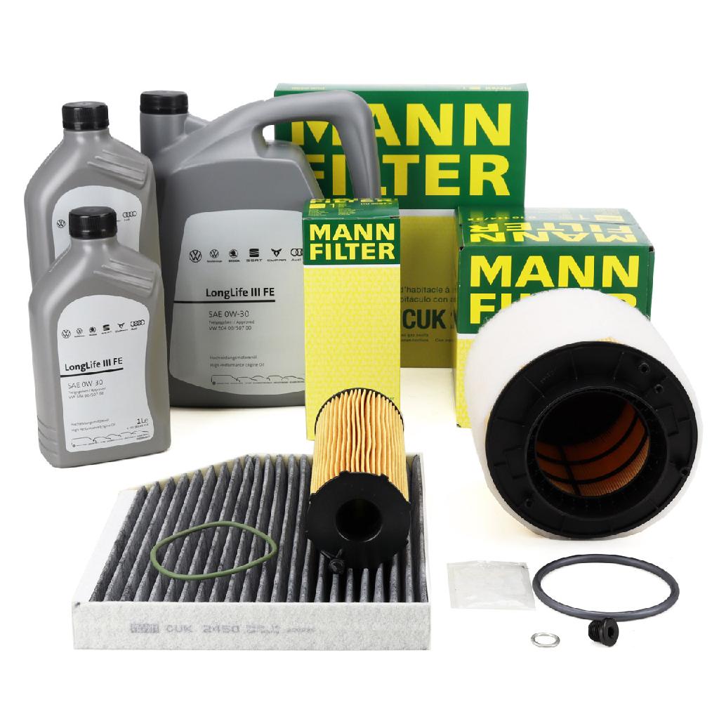 MANN Filterset 3-tlg + 7L ORIGINAL 0W30 Motoröl AUDI A4 B8 A5 8T 8F Q5 8RB 2.7/3.0 TDI