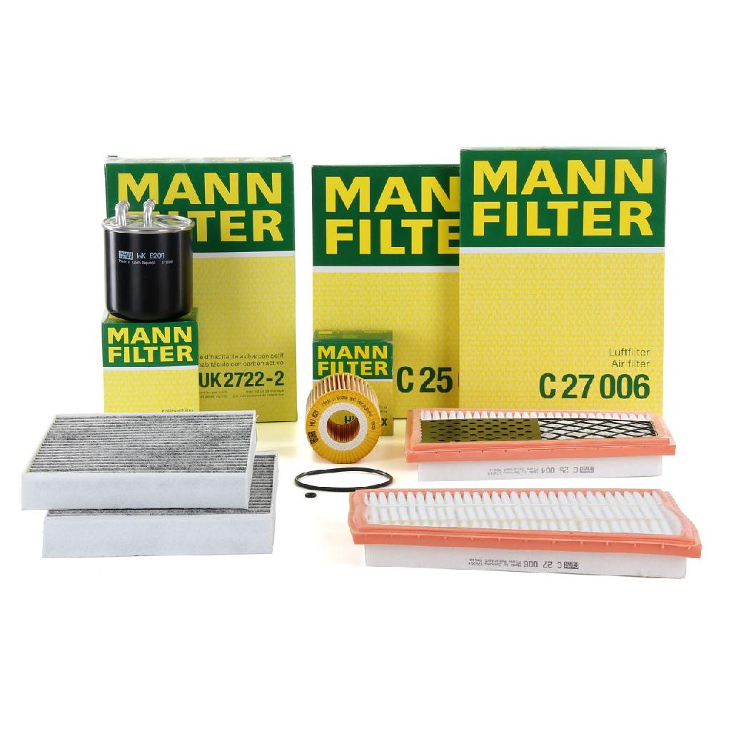 MANN-FILTER Luftfilter C 25 004 + Filter, Innenraumluft CUK 2722-2 + Kraftstofffilter WK 820/1 + Ölfilter HU 821 x + Luftfilter C 27 006
