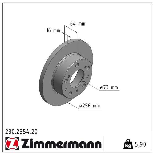 ZIMMERMANN Bremsbelagsatz, Scheibenbremse 21205.190.1 + Bremsscheibe 230.2354.20 Bild ZIMMERMANN Bremsbelagsatz, Scheibenbremse 21205.190.1 + Bremsscheibe 230.2354.20