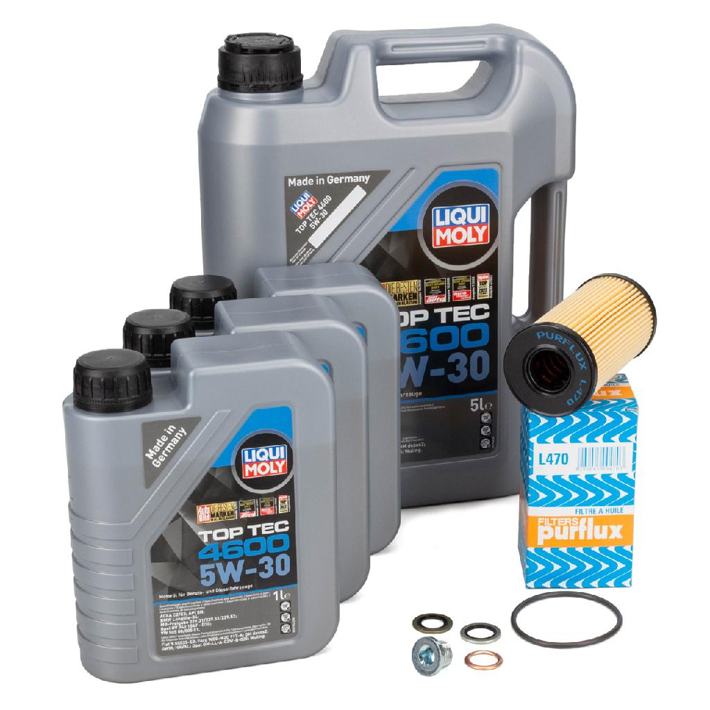 PURFLUX Ölfilter L470 FA1 Verschlussschraube, Ölwanne 518.471.021 LIQUI MOLY Motoröl 3756 + Motoröl 3755