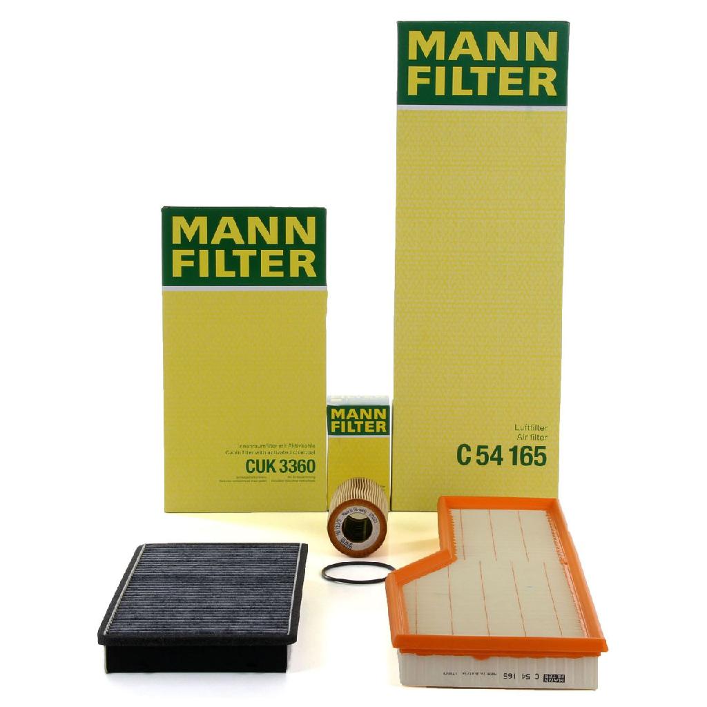 MANN-FILTER Luftfilter C 54 165 + Filter, Innenraumluft CUK 3360 + Ölfilter HU 719/5 x
