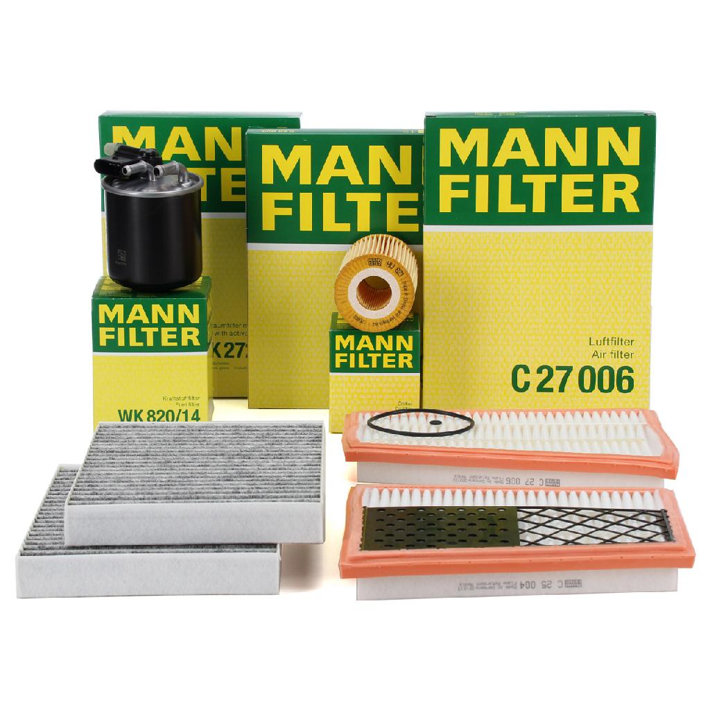 MANN-FILTER Luftfilter C 25 004 + Filter, Innenraumluft CUK 2722-2 + Kraftstofffilter WK 820/14 + Ölfilter HU 821 x + Luftfilter C 27 006