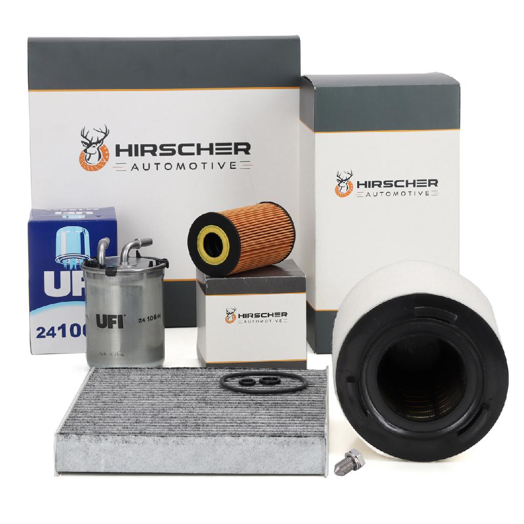 HIRSCHER Filterset Filterpaket 4-tlg AUDI A1 8X 1.6 TDI ab 06.2012 2.0 TDI 90-143 PS