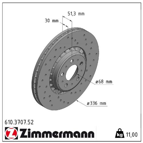 ZIMMERMANN Bremsbelagsatz, Scheibenbremse 24141.195.1 + Bremsscheibe 610.3707.52 Bild ZIMMERMANN Bremsbelagsatz, Scheibenbremse 24141.195.1 + Bremsscheibe 610.3707.52