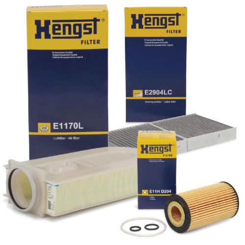 HENGST FILTER Luftfilter E1170L + Filter, Innenraumluft E2904LC + Ölfilter E11H D204 Bild HENGST FILTER Luftfilter E1170L + Filter, Innenraumluft E2904LC + Ölfilter E11H D204