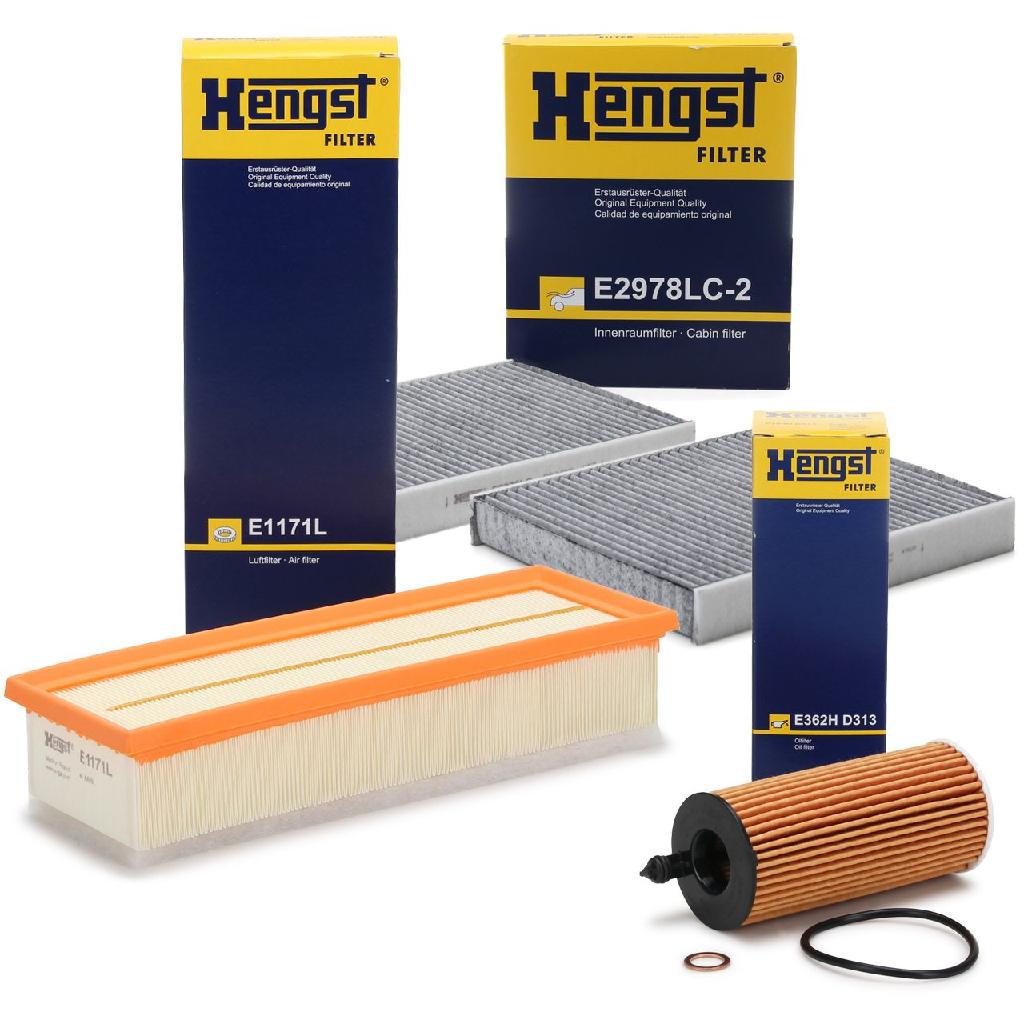 HENGST FILTER Ölfilter E362H D313 + Luftfilter E1171L + Filter, Innenraumluft E2978LC-2