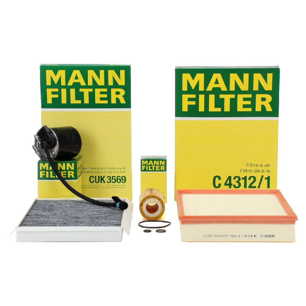 MANN-FILTER Kraftstofffilter WK 820/18 + Ölfilter HU 7010 z + Luftfilter C 4312/1 + Filter, Innenraumluft CUK 3569