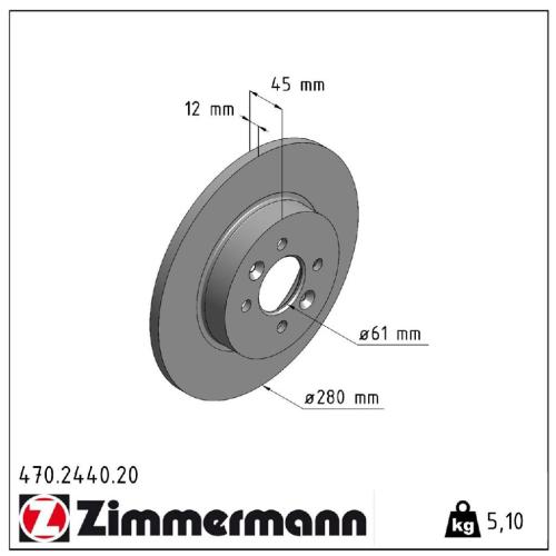 ZIMMERMANN Bremsscheibe 470.2440.20 + Bremsbelagsatz, Scheibenbremse 23557.170.1 Bild ZIMMERMANN Bremsscheibe 470.2440.20 + Bremsbelagsatz, Scheibenbremse 23557.170.1