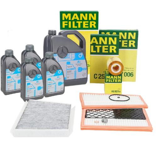 MANN Filterset 3-tlg + ORIGINAL 5W30 MB 229.51 Motoröl MERCEDES W203 C320CDI OM642.910 Bild MANN Filterset 3-tlg + ORIGINAL 5W30 MB 229.51 Motoröl MERCEDES W203 C320CDI OM642.910