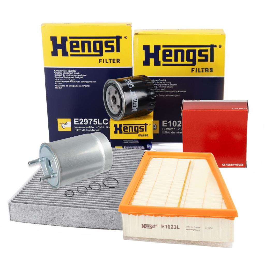 HERTH+BUSS JAKOPARTS Kraftstofffilter J1338038 HENGST FILTER Ölfilter H335W + Filter, Innenraumluft E2975LC + Luftfilter E1023L