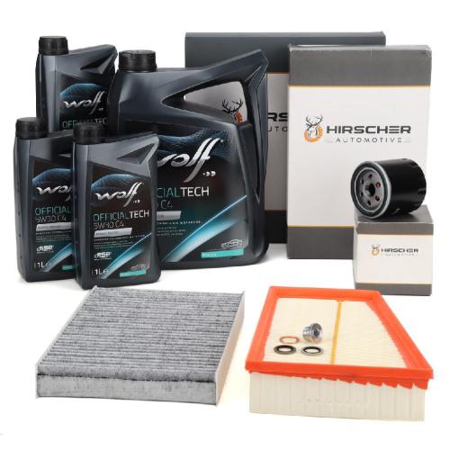 HIRSCHER Filterset 3-tlg + 8L WOLF OFFICIALTECH 5W30 C4 RENAULT Grand / Scenic 3 2.0 dCi Bild HIRSCHER Filterset 3-tlg + 8L WOLF OFFICIALTECH 5W30 C4 RENAULT Grand / Scenic 3 2.0 dCi
